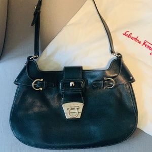 Salvator Ferragamo Black Leather Shoulder Bag